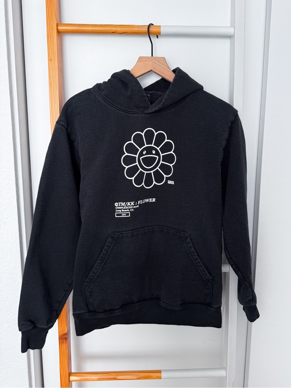 Takashi Murakami x ComplexCon 2018 Flower Hoodie Black Smiley Graphic Pullover